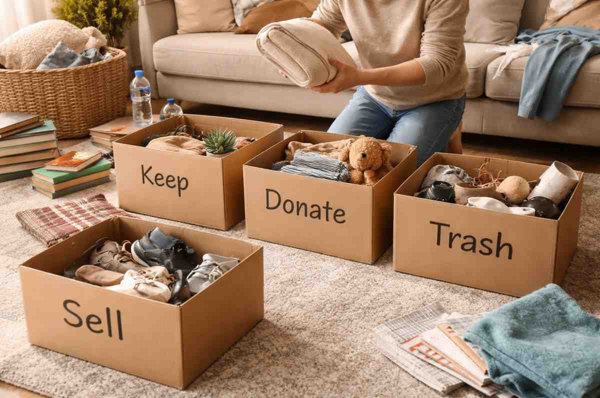 Use The Four-Box Decluttering Method